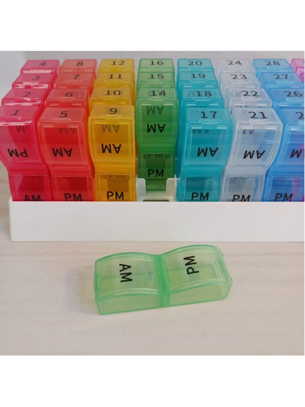 Monthly 31 Day Pill Organizer Am/Pm Compartment Rainbow
